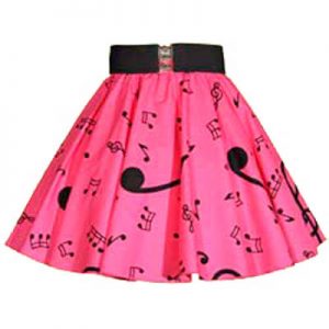 Childs Pink / Blk Music Notes Print Skirt