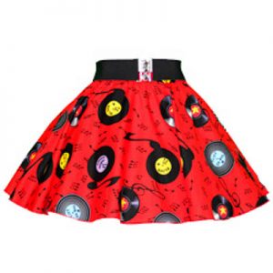 Childs Red Records Print Circle Skirt
