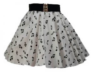 Childs Wht / Small Blk Music Notes Print Skirt