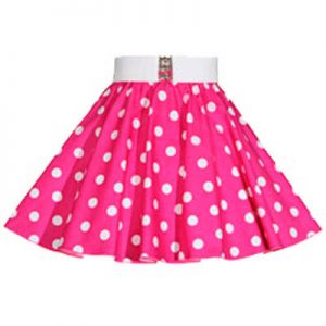 Childs Cerise Pink/ White PD Circle Skirt