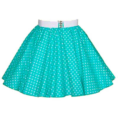Childs Turquoise Green / White 7mm Polkadot Circle Skirt