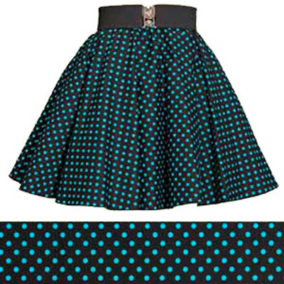 Childs Black / Turquoise Blue 7mm Polkadot Circle Skirt