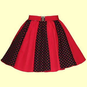Black / Red 7mm PD & Plain Red Panel Skirt