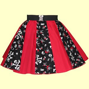 Skull /Crossbones & Plain Red Panel Skirt