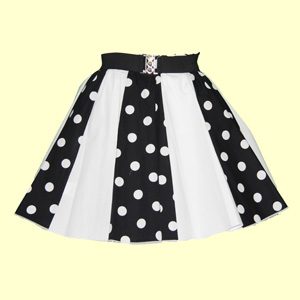 Black/White PD & Plain White Panel Skirt