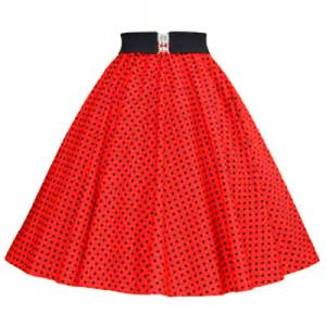 Red / Black 7mm Polkadot Circle Skirt