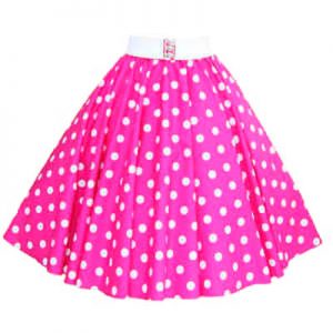 Cerise Pink / White Polkadot Circle Skirt