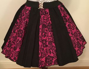 Cerise  Pink Lace & Plain Black Panel Skirt