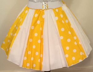 Yellow / White PD & Plain White Panel Skirt