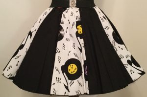 White Records & Plain Black Panel Skirt