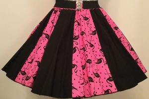 Pink Flamingos & Plain Black Panel Skirt