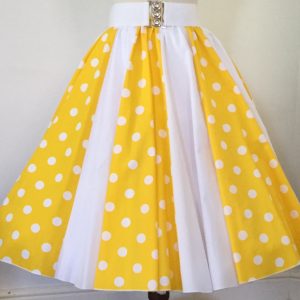 Yellow with White PD / Plain white Panel Skirt