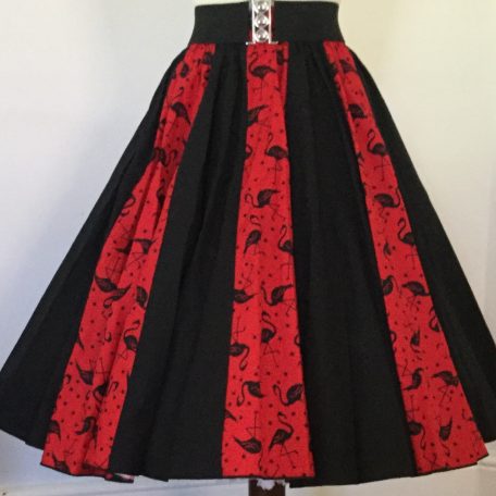 Red Flamingoes and Plain Black Panel Skirt