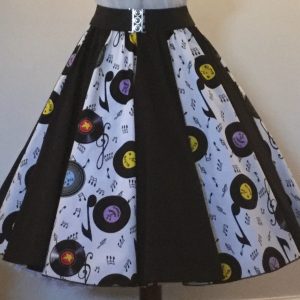 White Records / Plain Black  Panel Skirt
