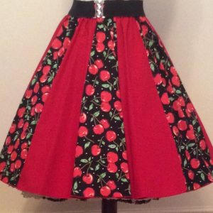 Black cherries and plain red Panel Skirt