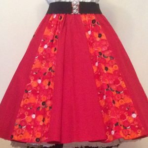 Red Buttons /Plain Red Panel Skirt