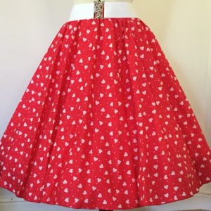 Red with White Hearts patterned skirt