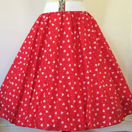 Red with White Hearts patterned skirt