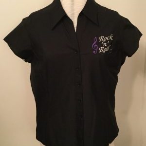 Ready Embroidered Cap Sleeved Black Blouse (Size 20)