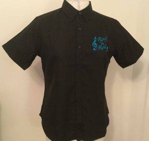 Ready Embroidered Short Sleeved Black Blouse (Size 14)