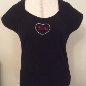 Ready Emb Black Scoop Necked T-Shirt (Size 16/18)