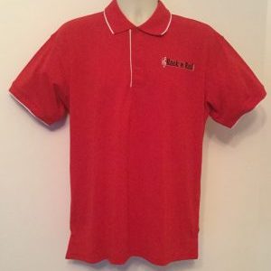 Ready Embroidered Mens Red/White Polo Shirt (Size Large)