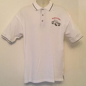Ready Embroidered Mens White/ Navy Polo Shirt (Size Large)
